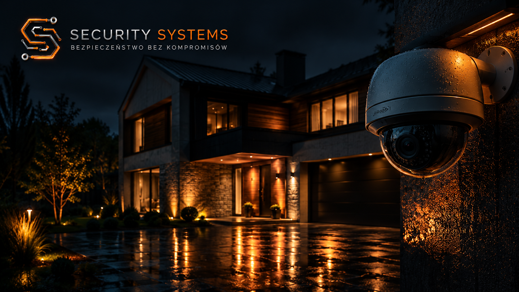 Kamera kopułkowa Hikvision AcuSense — ochrona perymetryczna budynku nocą, wirtualna bariera, Bydgoszcz