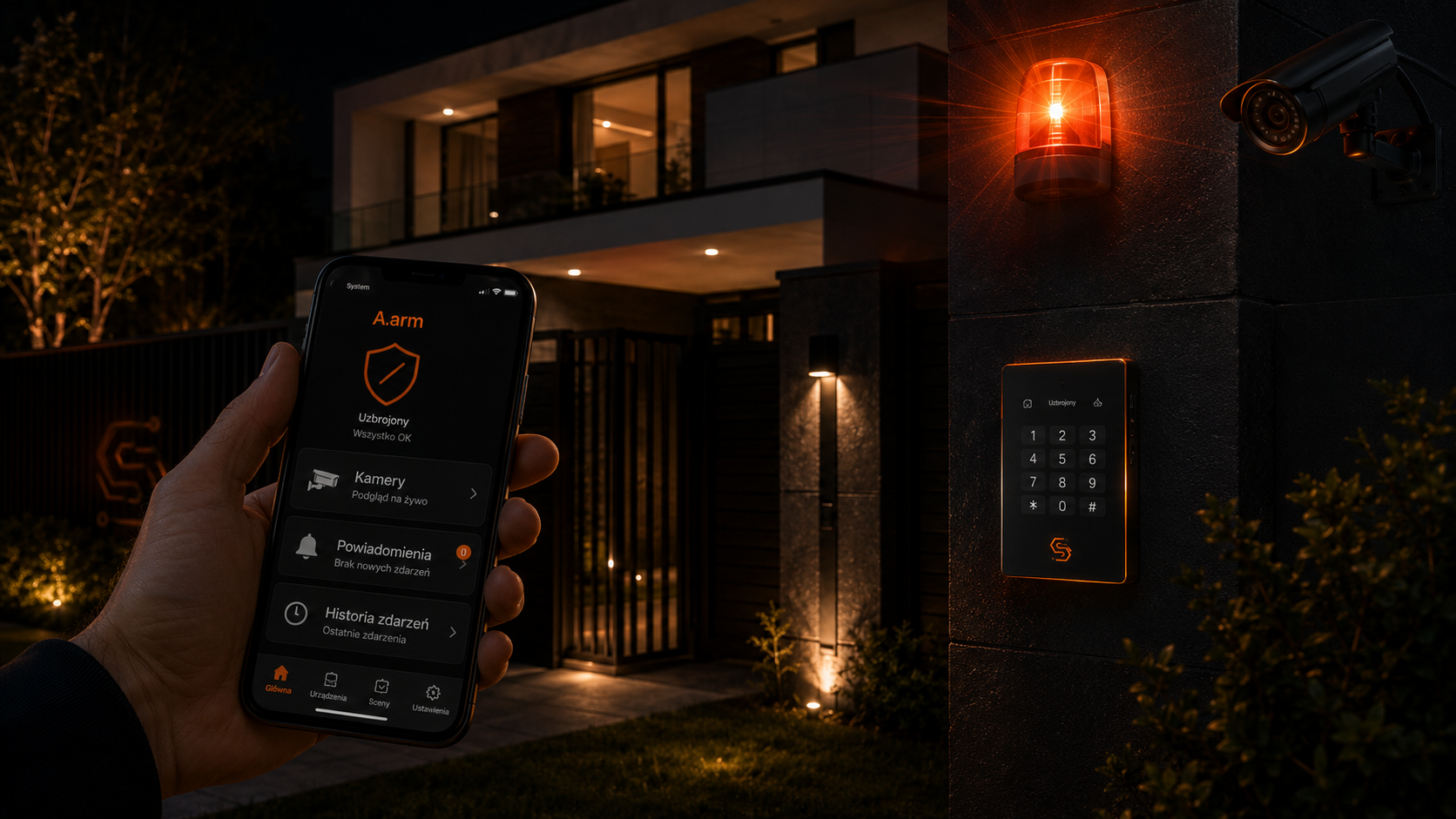 Live Guard AcuSense — alarm aktywny, czerwona syrena, powiadomienie push na telefon przez aplikację Hik-Connect, Security Systems Bydgoszcz