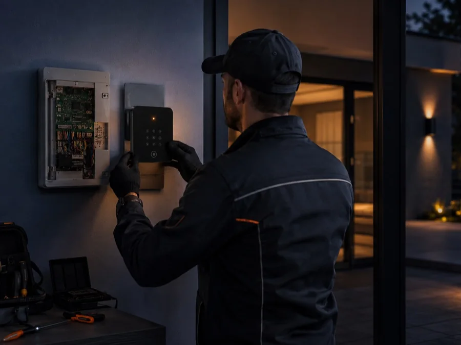 Technik Security Systems montuje i konfiguruje centralę systemu alarmowego